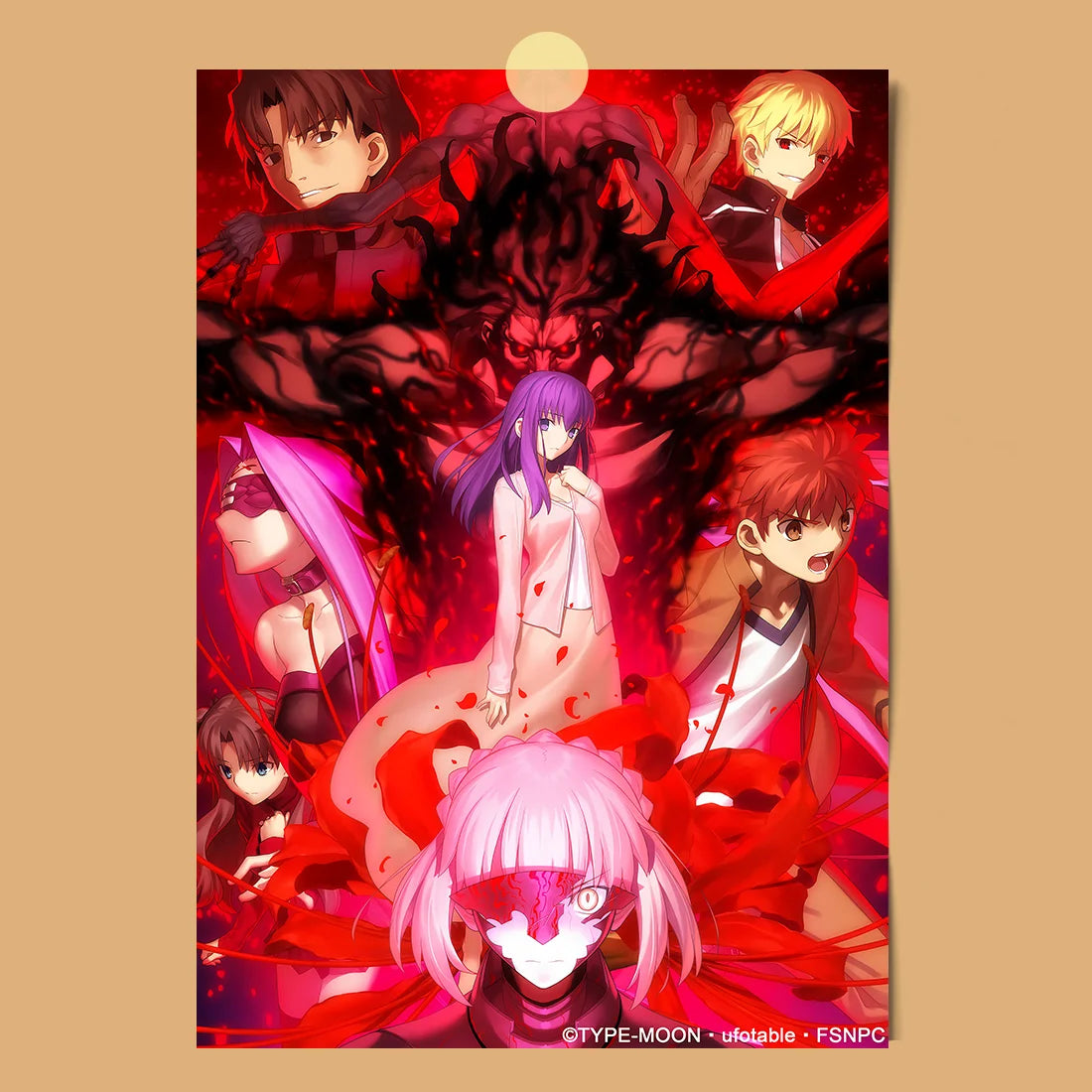 AZNM Fate Stay Night Canvas Wall Art, Unlimited Blade Works Saber Rin Tohsaka Shirou Emiya Anime Poster, Frameless Canvas Print,
