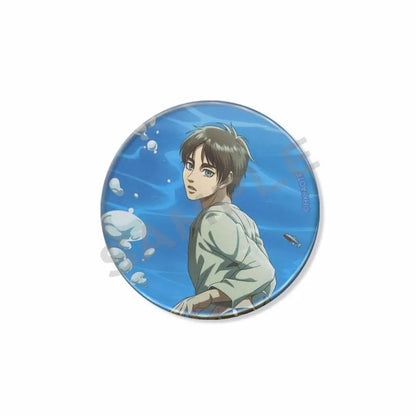 Attack on Titan Lapel Pins Creative Round Brooch Eren Yeager Levi Mikasa Cartoon Badge Pin Hat Clothes Accessories Jewelry Gift