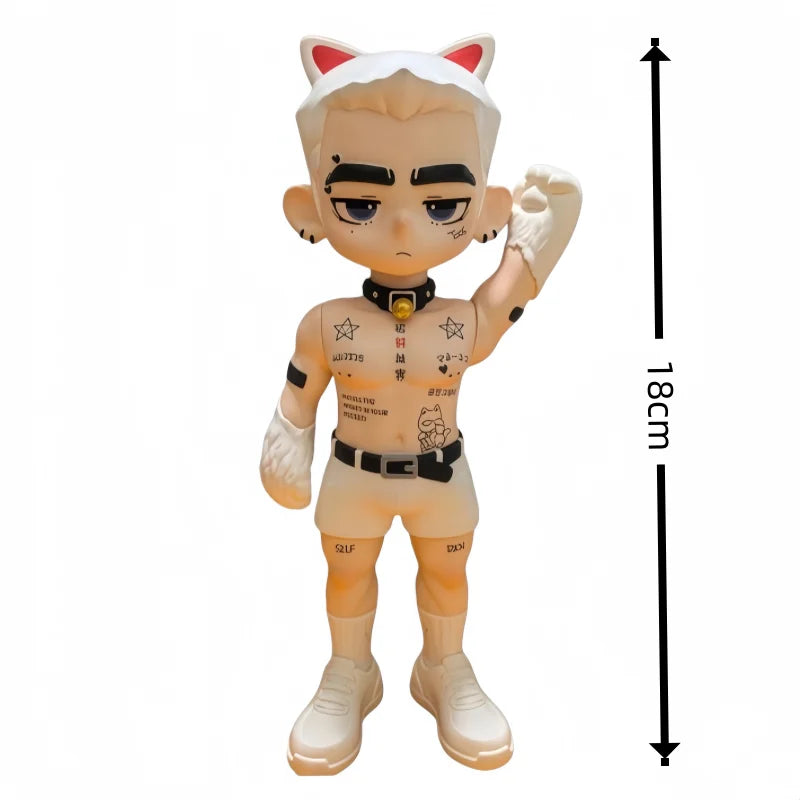Toos Deer Head Boy Figure Muscle Guy Handsome Boy with Tattoo Warrior Doll Running Park Collection Ornament Accompany Gift