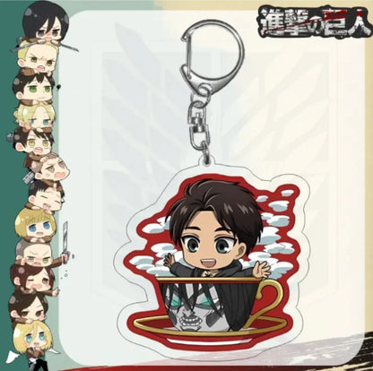 Acrylic Keychain for Attack On Titan Levi Annie Erwin Historia Hange Chibi Version Acrylic Key Buckle Anime Decoration Pendant