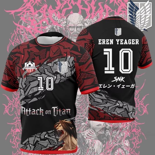 2026 New Summer Japan Anime Attack on Titan Jersey Rin Itoshi Summer Outdoor Men's Women's Soccer Shirt Casual Sports T-Shirt