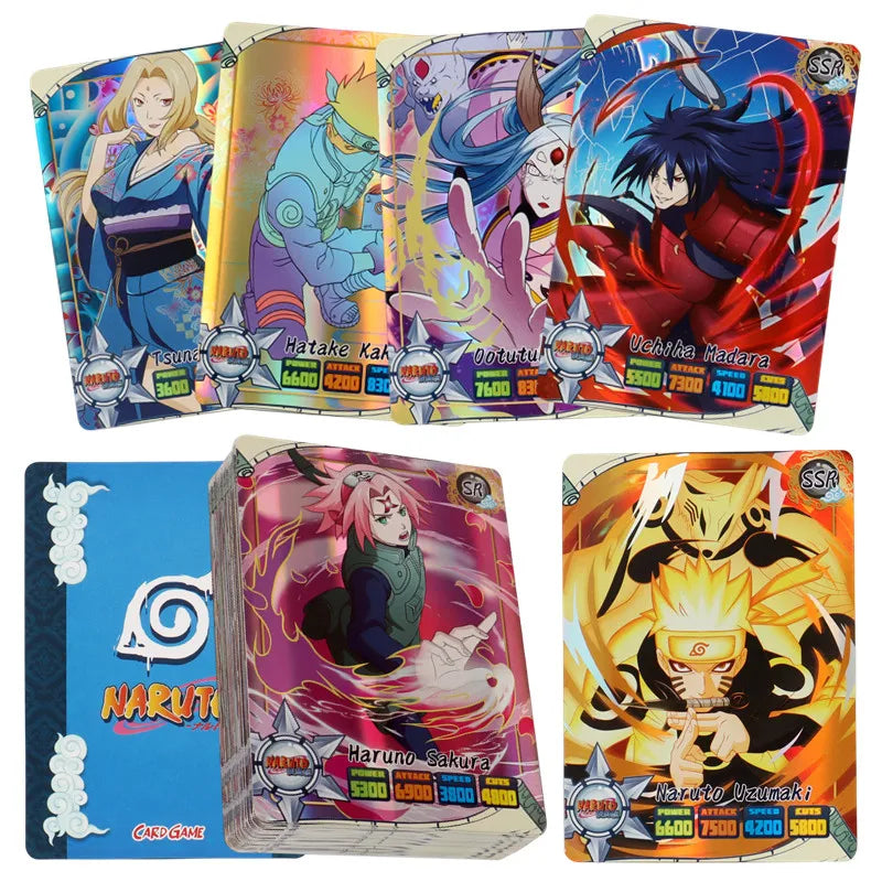 50Pcs Anime Naruto Collection Cards Naruto Uchiha Sasuke Hatake Kakashi Rare SR SSR UR Collection Cards Children Toy Gift
