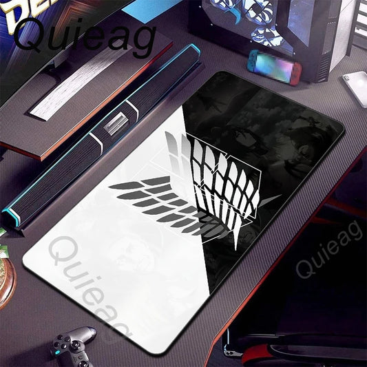 New HD Printing Attack on Titan Anime Desk Mat Large Lock Edge Mouse Pad Computer Mousepad Gaming Laptop Keyboard Mouse Mats Rug