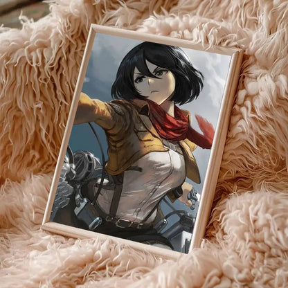 Mikasa Ackerman Anime Attack On Titan Posters Living Room Bar Cafe Quality Canvas Vintage Style Comics Painting Art Home Wall