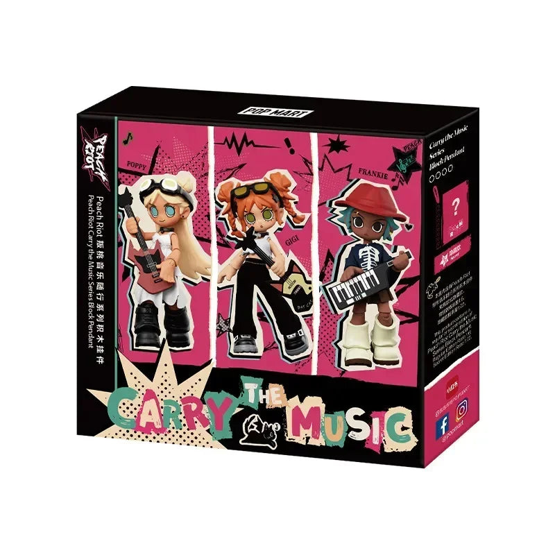 POPMART Peach Riot Carry The Music Series Block Pendant Blind Box Original Toys Mystery Box Doll Cute Anime Figure Ornament Gift