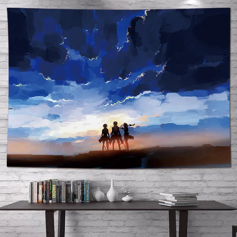 Attack on Titan Anime Tapestry Vertical Cartoon Wall Hanging Art Tapestry for Dorm Bedroom Living Room Home Decoration