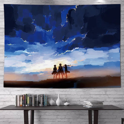 Attack on Titan Anime Tapestry Vertical Cartoon Wall Hanging Art Tapestry for Dorm Bedroom Living Room Home Decoration