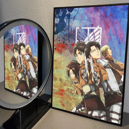 1pc Anime Attack On Titan Poster Self-adhesive Art Waterproof Paper Sticker Coffee House Bar Room Wall Decor