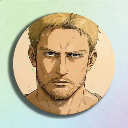 Attack on Titan Reiner Braun Laser Badge Creative Pins Brooch for Bag Clothes Hat Decor Gifts Fans Collect