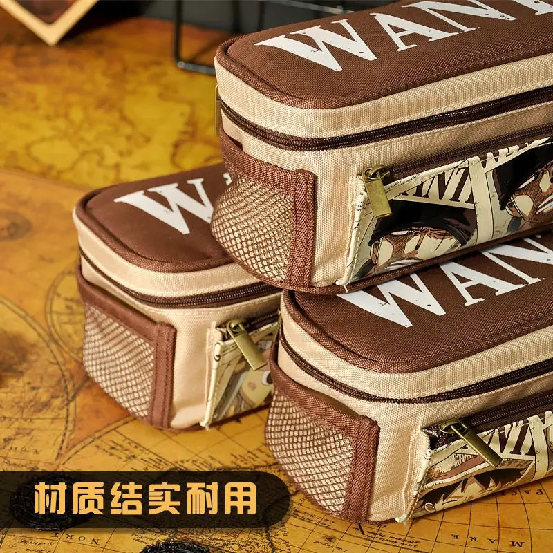 One Piece Luffy pencil bag student pencil bag boys and girls large capacity trendy pencil case anime figure office supplies