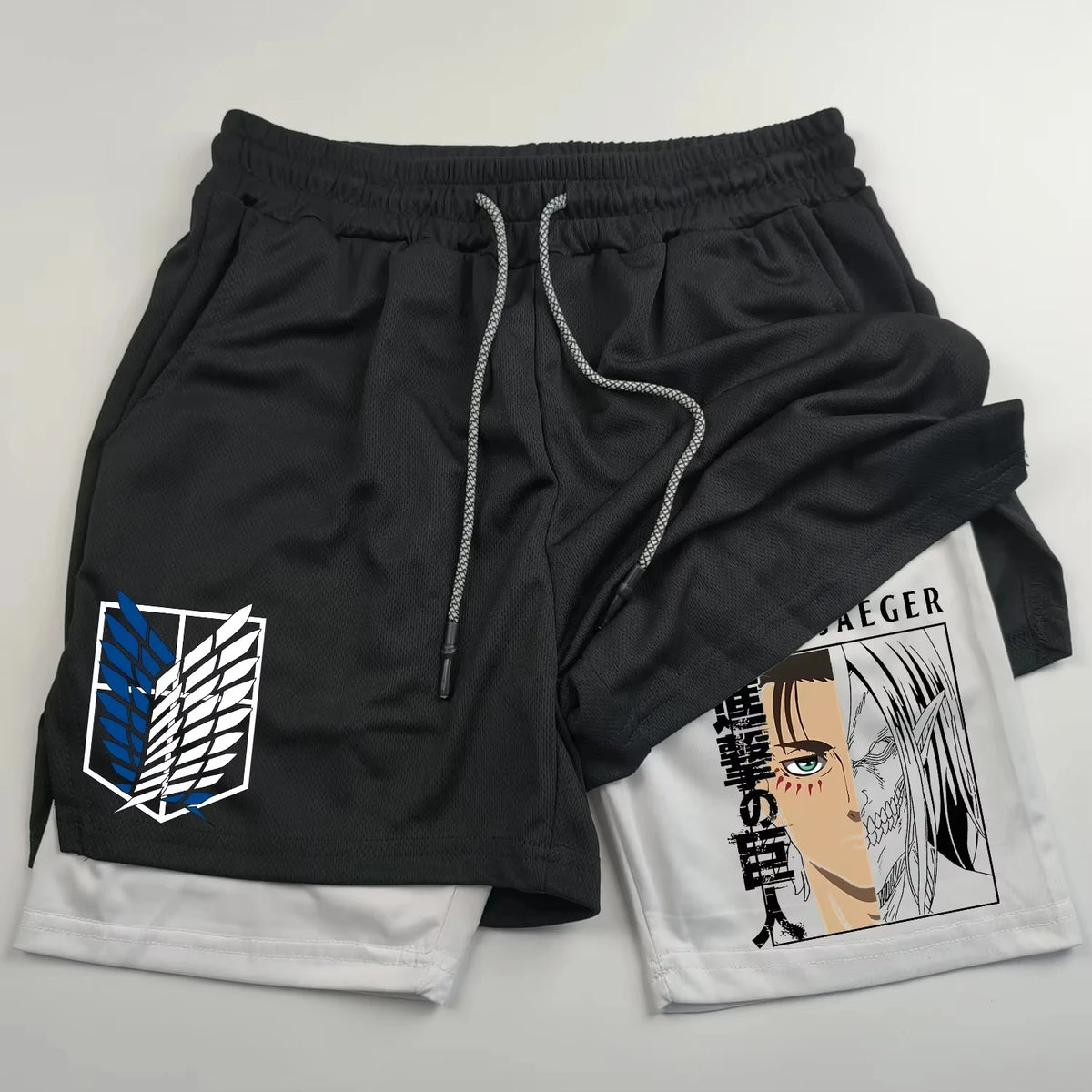 Attack on Titan Anime Collaboration Printing 2-in-1 Sports Shorts Summer New Men's and Women's Fitness Running Leggings Shorts