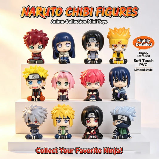 12Pcs Naruto Shippuden Anime Q Version Sitting Figure Uchiha Itachi / Uchiha Sasuke / Kakashi PVC Figurine Collectible Toys Doll