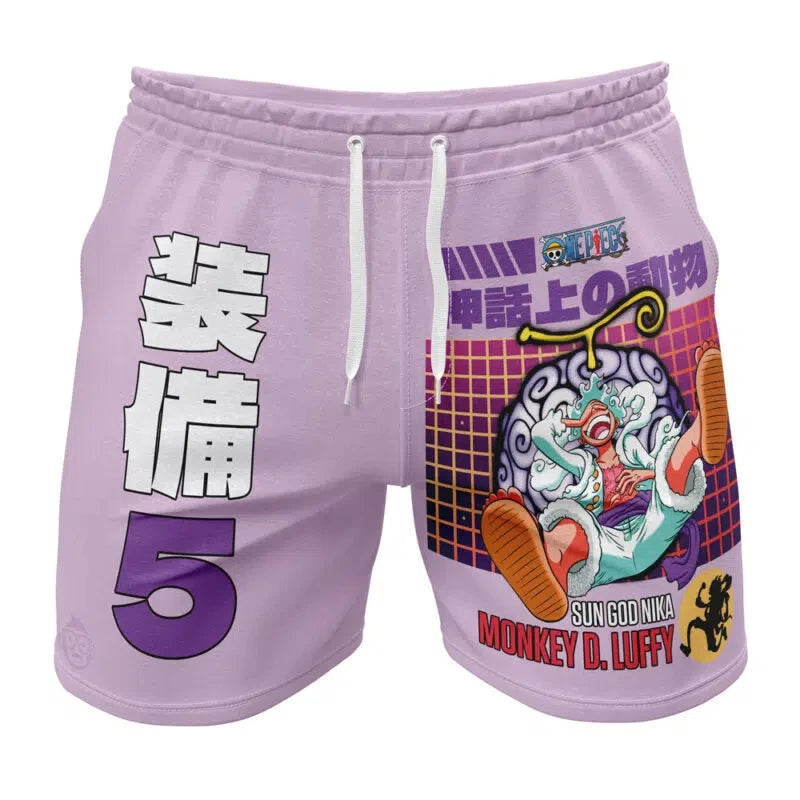 2026 Summer One Piece Luffy Retro Cosplay Shorts Men's Oversized 3D Printed Quick-drying Beach Pants Family Unisex Children.