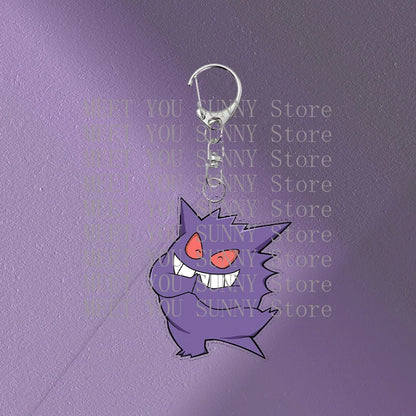 Anime Gengar Acrylic Keychain Pocket Monster Cartoon Kawaii Figure Creative Backpack Charm Pendant Toy Students Accessories Gift