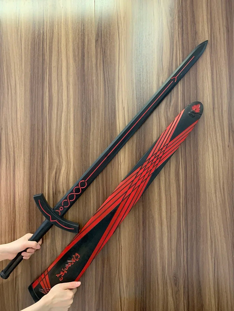 Fate Stay Night Sword Saber Holy Sword Black Sword Weapons 1:1 Cosplay Halloween Prop Model Gift Safety PU Rubber Gift Toys