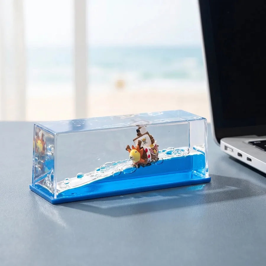 One Piece Thousand Sunny Ship Fluid Drift Bottle Fluid Liquid Going Merry Luffy Barcos Floating Boat Desk Decor Decoration Gift