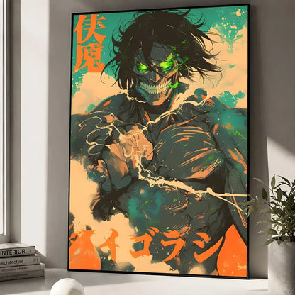 Anime Attack On Titan Eren Yeager Poster Peel And Stick Wall Art PP Waterproof HD Bedroom Living Room Home Decor Gift