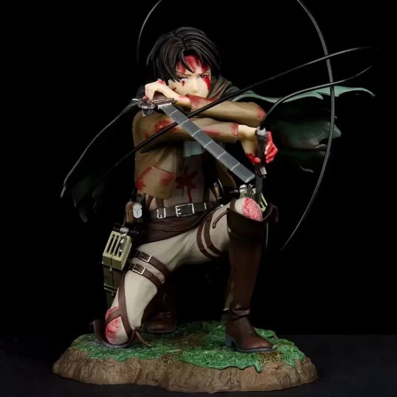 18cm Anime Attack On Titan Battle Damage Version Battle Form Soldier Levi Ackerman Character Model Hand-Made Ornaments Toy Gift