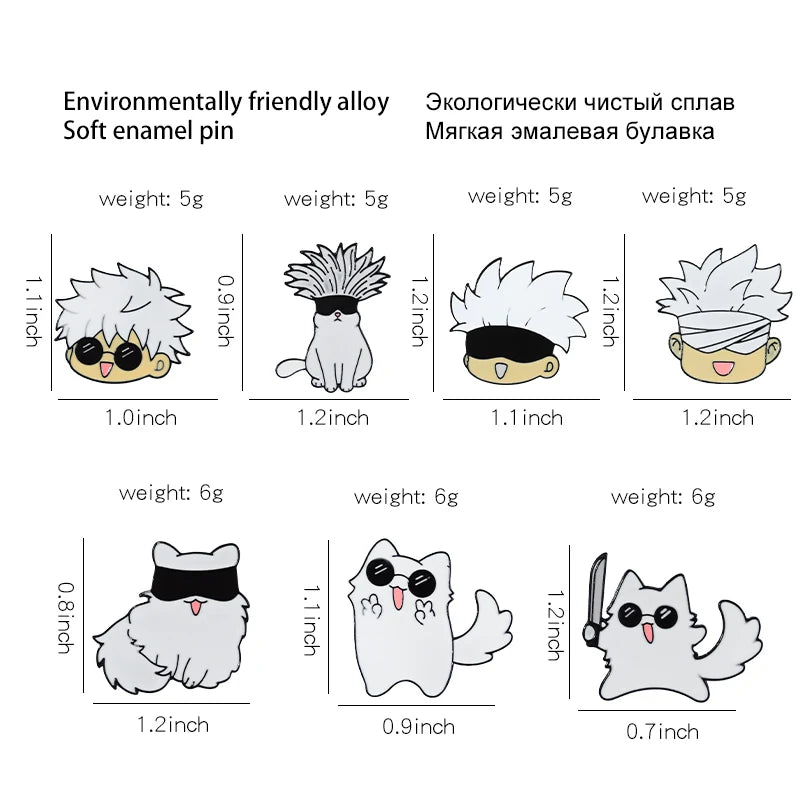 Gojo Satoru Cats Enamel Pin Kawaii Anime Role Eye Mask Cute Manga Brooches Badge Jujutsu Kaisen Anime Accessories For Backpack