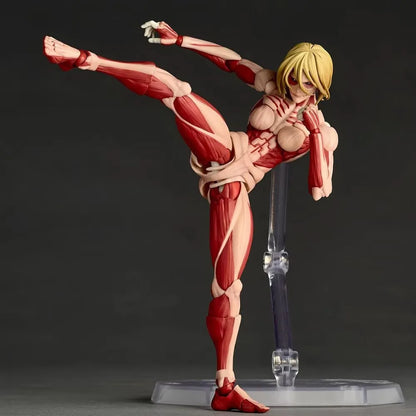 Attack On Titan Amazing Yamaguchi Revoltech Nr068 Female Titan Annie Leonhart Figures Pvc Figurine Collection Model Toy In-Stock