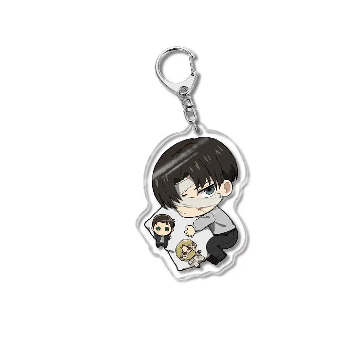 Attack On Titan Acrylic Figure Display Cartoon Keychain Eren Mikasa Levi Anime Desk Ornament Key Ring Accessories Q Version