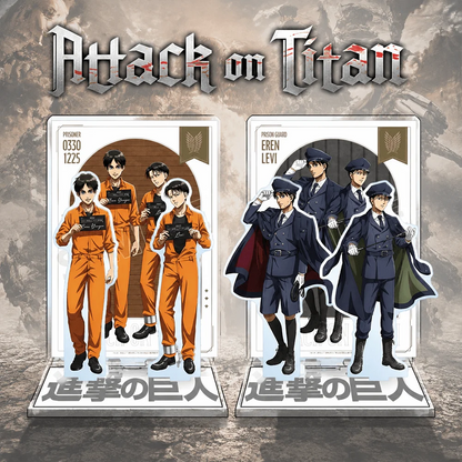 Attack on Titan Eren Levi 15cm Acrylic Stand Keychain Prison Uniform Group Tabletop Ornament Desk Room Decor Itabag Figure Gift