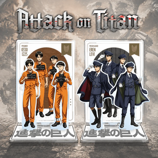 Attack on Titan Eren Levi 15cm Acrylic Stand Keychain Prison Uniform Group Tabletop Ornament Desk Room Decor Itabag Figure Gift