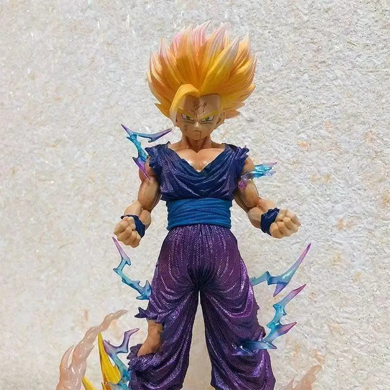 Dragon Ball Z Super Saiyan 2 Son Gohan Figure, Anime Statue with Lightning & Flame Effect Base, Battle Damage Ver. PVC Collectib