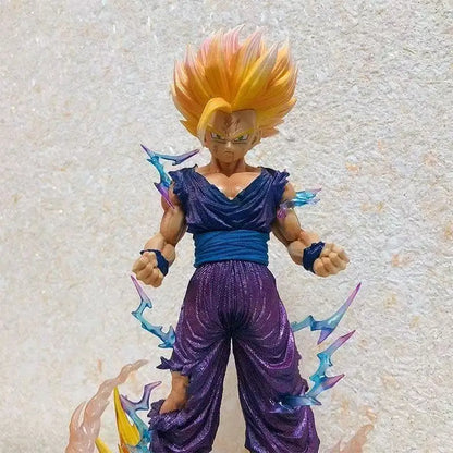 Dragon Ball Z Super Saiyan 2 Son Gohan Figure, Anime Statue with Lightning & Flame Effect Base, Battle Damage Ver. PVC Collectib