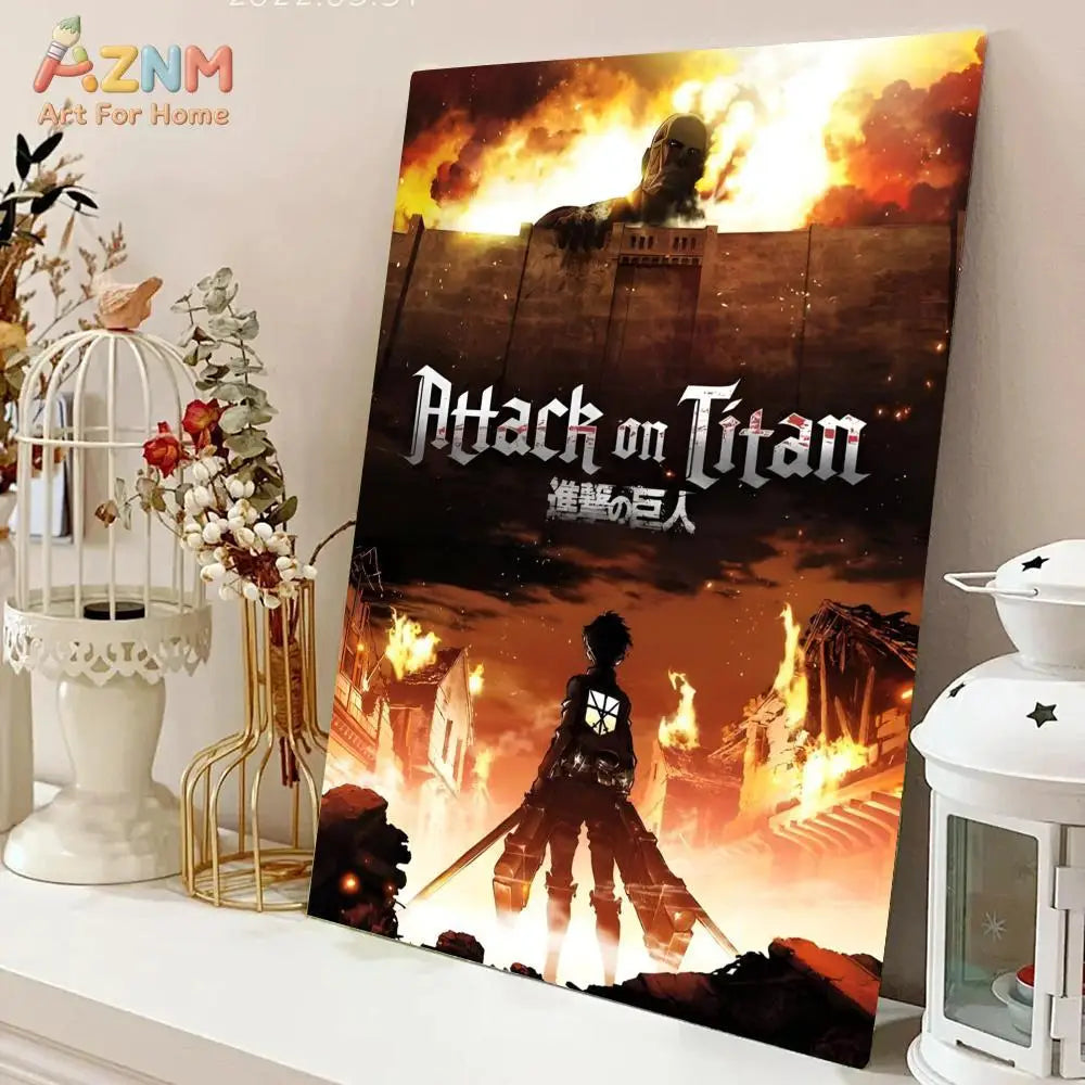 AZNM Attack on Titan Anime Canvas Wall Art, Levi Ackerman Print, Shingeki no Kyojin Home Decor Poster