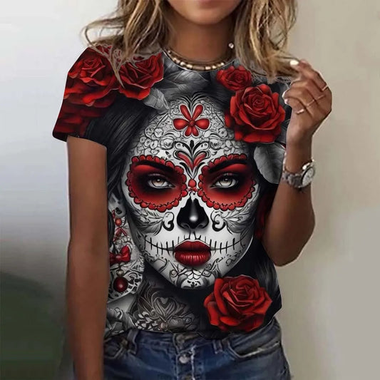 Day Of The Dead Skull Oversized T-Shirt