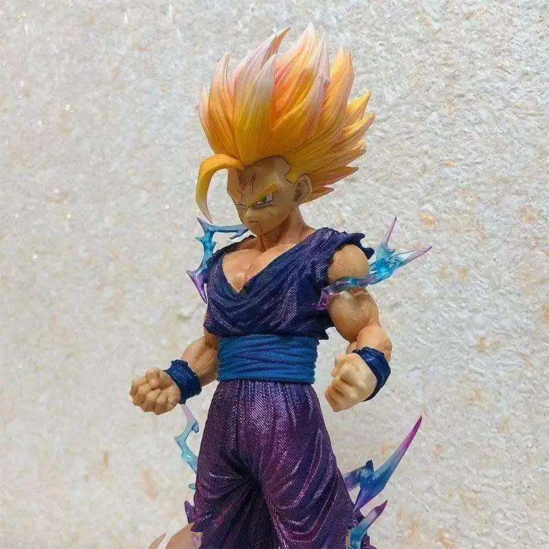 Dragon Ball Z Super Saiyan 2 Son Gohan Figure, Anime Statue with Lightning & Flame Effect Base, Battle Damage Ver. PVC Collectib
