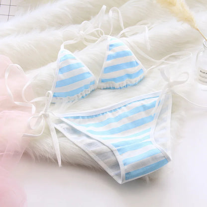 Kawaii Girl Striped Bikini
