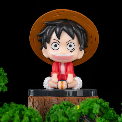 Anime One Piece Figurine Mini Sitting Posture Solon Wearing Hat Luffy Figurine PVC Model Desktop Ornament Anime Peripheral Toys