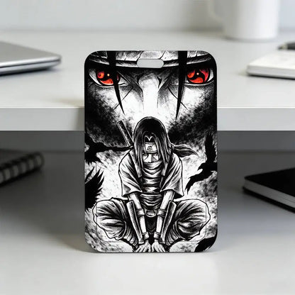 Anime N-NARUTO Akatsuki Itachi Sharingan Transparent Card Holder Employee Plastic Slide Cover Lanyard Work Business ID Bag Bus