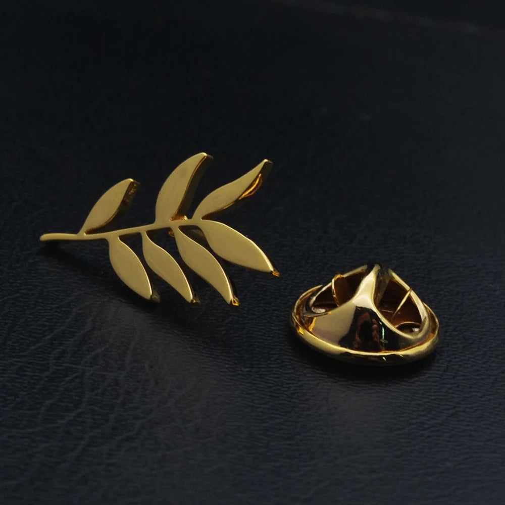 Wholesale Men's Lapel Brooches, Fashionable Olive Branch Accessory Pins, Stainless Steel Fashion Accessories, Gift Jewelry