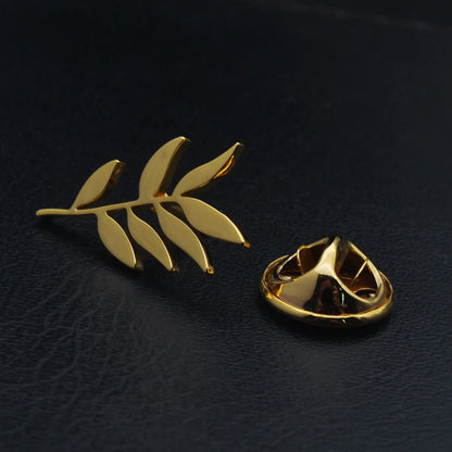 Wholesale Men's Lapel Brooches, Fashionable Olive Branch Accessory Pins, Stainless Steel Fashion Accessories, Gift Jewelry