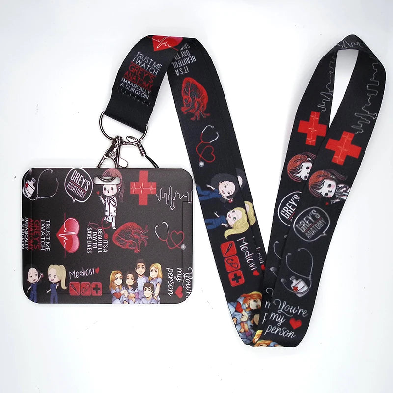 100 Styles Anatomy Credential Holder Keychains Neck Lanyard Pass Card Anime Credit Card Holder Keychain Straps Wholesale