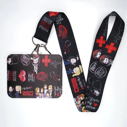100 Styles Anatomy Credential Holder Keychains Neck Lanyard Pass Card Anime Credit Card Holder Keychain Straps Wholesale